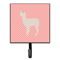 "Caroline's Treasures Alpaca Pink Check Wall Hook, Small, Multicolor"