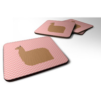 "Caroline's Treasures Alpaca Suri Pink Check Decorative Coasters, 3.5"", Multicolor"