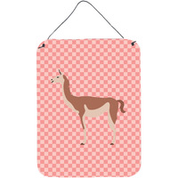 "Caroline's Treasures Guanaco Pink Check Metal Print, 16hx12w, Multicolor"