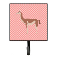 "Caroline's Treasures Guanaco Pink Check Wall Hook, Small, Multicolor"