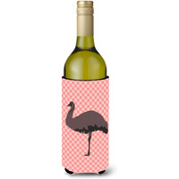 "Caroline's Treasures Emu Pink Check Decorative Bottle Hugger, 750 ml, Multicolor"