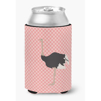 "Caroline's Treasures Common Ostrich Pink Check Decorative Can Hugger, Multicolor"