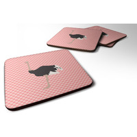 "Caroline's Treasures Common Ostrich Pink Check Decorative Coasters, 3.5"", Multicolor"