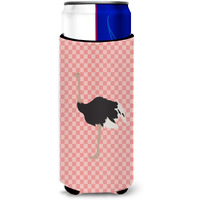 "Caroline's Treasures Common Ostrich Pink Check Decorative Can Hugger, Slim, Multicolor"