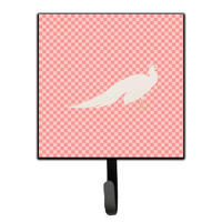 "Caroline's Treasures White Peacock Peafowl Pink Check Wall Hook, Small, Multicolor"