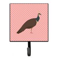 "Caroline's Treasures Indian Peahen Peafowl Pink Check Wall Hook, Small, Multicolor"