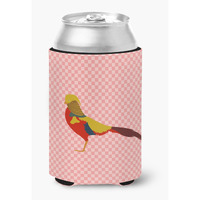 "Caroline's Treasures Golden or Chinese Pheasant Pink Check Decorative Can Hugger, Multicolor"