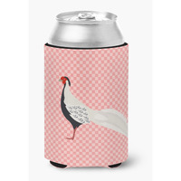 "Caroline's Treasures Silver Pheasant Pink Check Decorative Can Hugger, Multicolor"