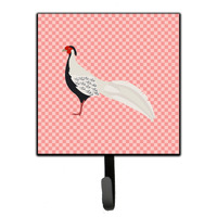"Caroline's Treasures Silver Pheasant Pink Check Wall Hook, Small, Multicolor"
