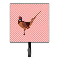 "Caroline's Treasures Ring-necked Common Pheasant Pink Check Wall Hook, Small, Multicolor"