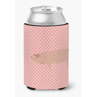 "Caroline's Treasures American Landrace Pig Pink Check Decorative Can Hugger, Multicolor"