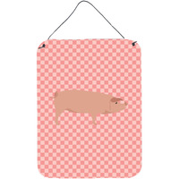 "Caroline's Treasures American Landrace Pig Pink Check Metal Print, 16hx12w, Multicolor"