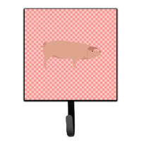 "Caroline's Treasures American Landrace Pig Pink Check Wall Hook, Small, Multicolor"