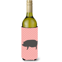 "Caroline's Treasures Berkshire Pig Pink Check Decorative Bottle Hugger, 750 ml, Multicolor"
