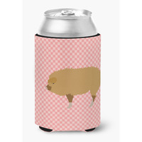 "Caroline's Treasures Hungarian Mangalica Pig Pink Check Decorative Can Hugger, Multicolor"
