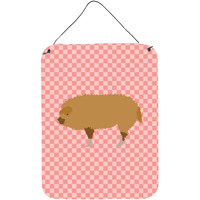 "Caroline's Treasures Hungarian Mangalica Pig Pink Check Metal Print, 16hx12w, Multicolor"