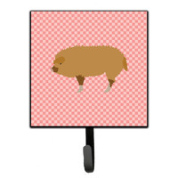"Caroline's Treasures Hungarian Mangalica Pig Pink Check Wall Hook, Small, Multicolor"