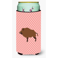 "Caroline's Treasures Wild Boar Pig Pink Check Decorative Can Hugger, Tall Boy, Multicolor"