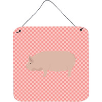 "Caroline's Treasures Pink Welsh Pig Check Metal Print, 6hx6w"