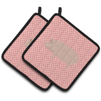 "Caroline's Treasures Welsh Pig Pink Check Decorated Pot Holder, 7.5"" x 7.5"""