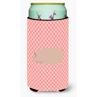 "Caroline's Treasures Welsh Pig Pink Check Decorative Can Hugger, Tall Boy, Multicolor"