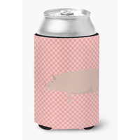 "Caroline's Treasures English Large White Pig Pink Check Decorative Can Hugger, Multicolor"