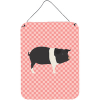 "Caroline's Treasures Hampshire Pig Pink Check Metal Print, 16hx12w, Multicolor"