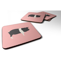 "Caroline's Treasures Hampshire Pig Pink Check Decorative coasters, 3.5, Multicolor"