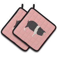 "Caroline's Treasures Hampshire Pig Pink Check Decorated Pot Holder, 7.5"" x 7.5"""