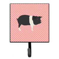 "Caroline's Treasures Hampshire Pig Pink Check Wall Hook, Small, Multicolor"