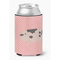 "Caroline's Treasures Gloucester Old Spot Pig Pink Check Decorative Can Hugger, Multicolor"