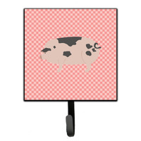 "Caroline's Treasures Gloucester Old Spot Pig Pink Check Wall Hook, Small, Multicolor"