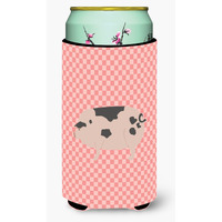 "Caroline's Treasures Gloucester Old Spot Pig Pink Check Decorative Can Hugger, Tall Boy, Multicolor"