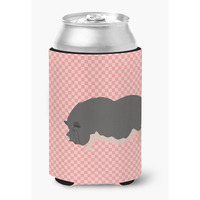 "Caroline's Treasures Vietnamese Pot-Bellied Pig Pink Check Decorative Can Hugger, Multicolor"