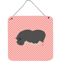 "Caroline's Treasures Pink Vietnamese Pot-Bellied Pig Check Metal Print, 6hx6w"