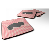 "Caroline's Treasures Vietnamese Pot-Bellied Pig Pink Check Decorative coasters, 3.5, Multicolor"
