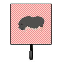 "Caroline's Treasures Vietnamese Pot-Bellied Pig Pink Check Wall Hook, Small, Multicolor"