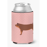 "Caroline's Treasures Duroc Pig Pink Check Decorative Can Hugger, Multicolor"