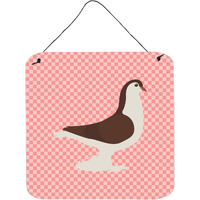 "Caroline's Treasures Pink Large Pigeon Check Metal Print, 6hx6w"