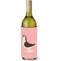"Caroline's Treasures Large Pigeon Pink Check Decorative Bottle Hugger, 750 ml, Multicolor"