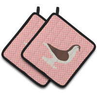 "Caroline's Treasures Large Pigeon Pink Check Decorated Pot Holder, 7.5"" x 7.5"""