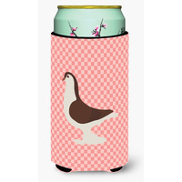 "Caroline's Treasures Large Pigeon Pink Check Decorative Can Hugger, Tall Boy, Multicolor"
