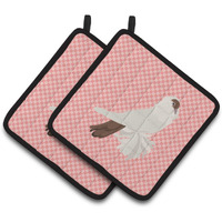 "Caroline's Treasures German Helmet Pigeon Pink Check Decorated Pot Holder, 7.5"" x 7.5"""