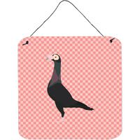 "Caroline's Treasures Pink English Carrier Pigeon Check Metal Print, 6hx6w"