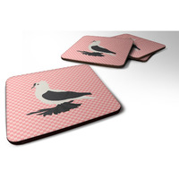 "Caroline's Treasures Saxon Fairy Swallow Pigeon Pink Check Decorative coasters, 3.5, Multicolor"
