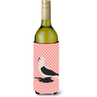 "Caroline's Treasures Saxon Fairy Swallow Pigeon Pink Check Decorative Bottle Hugger, 750 ml, Multicolor"