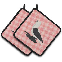 "Caroline's Treasures Saxon Fairy Swallow Pigeon Pink Check Decorated Pot Holder, 7.5"" x 7.5"""