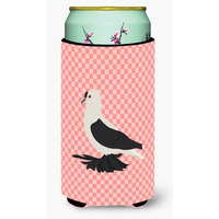 "Caroline's Treasures Saxon Fairy Swallow Pigeon Pink Check Decorative Can Hugger, Tall Boy, Multicolor"