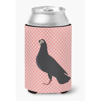 "Caroline's Treasures Budapest Highflyer Pigeon Pink Check Decorative Can Hugger, Multicolor"