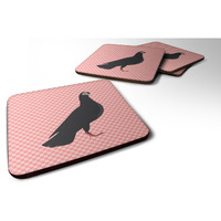 "Caroline's Treasures Budapest Highflyer Pigeon Pink Check Decorative coasters, 3.5, Multicolor"